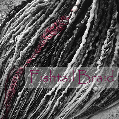 Black Red Grey and Ombre to Red and Grey Synthetic Dreads with Different Braids.