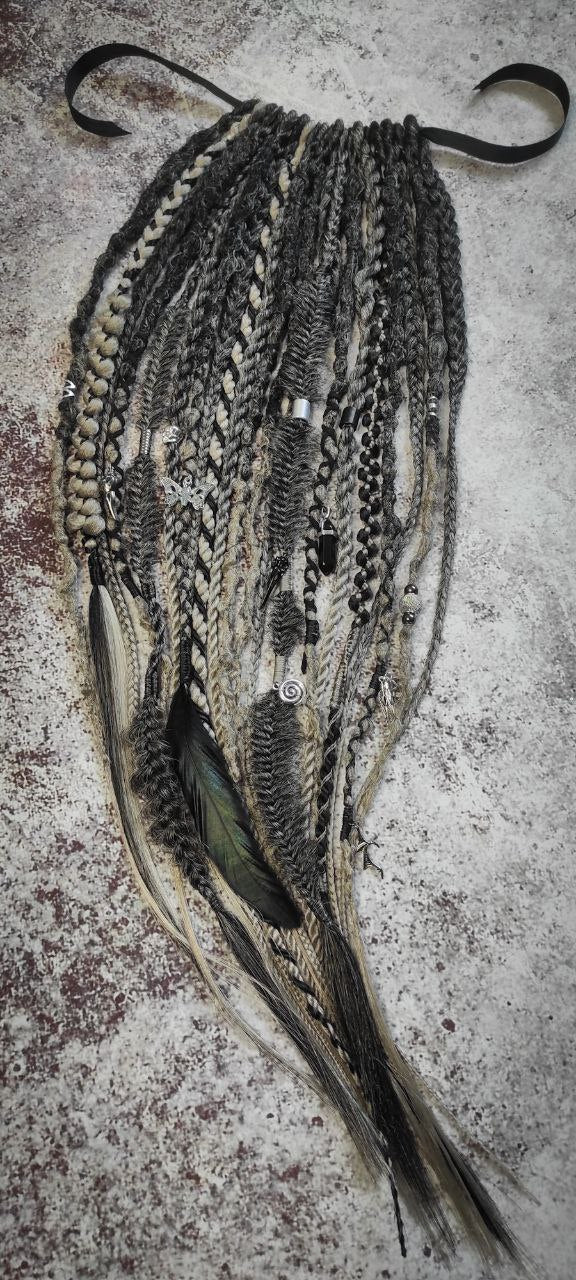 Black to Grey Ombre Dreads with Braids