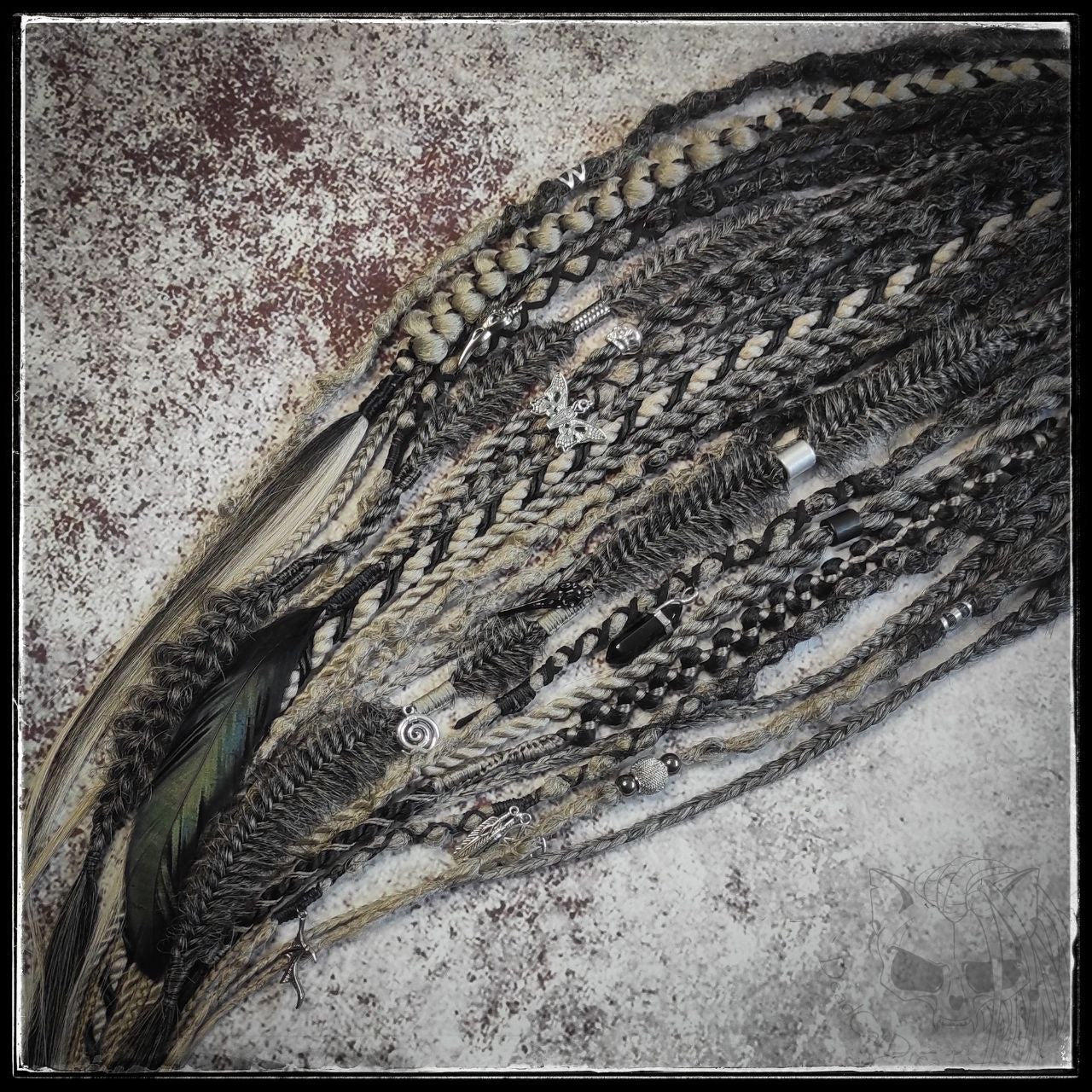 Black to Grey Ombre Dreads with Braids