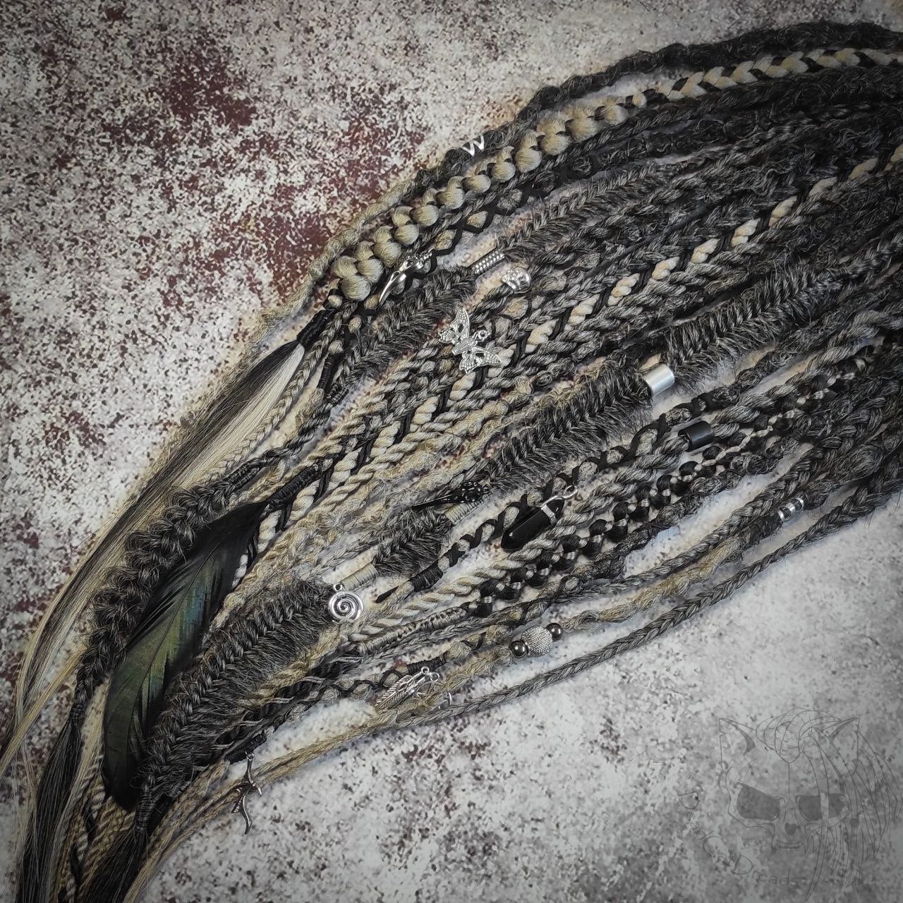 Black to Grey Ombre Dreads with Braids