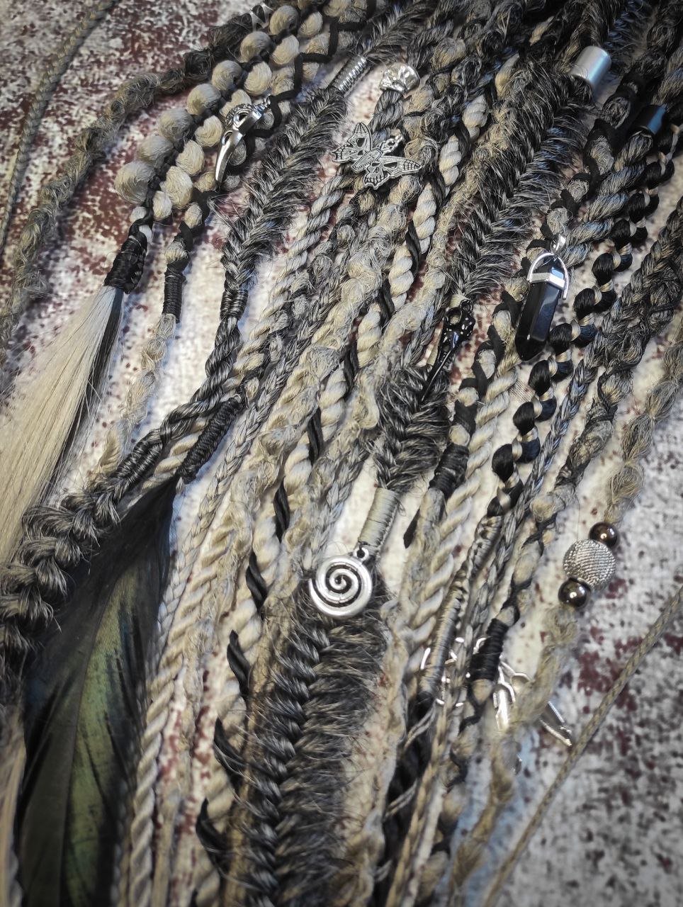 Black to Grey Ombre Dreads with Braids