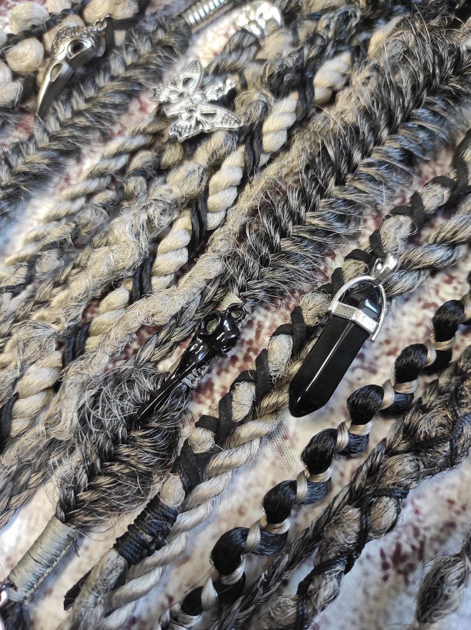 Black to Grey Ombre Dreads with Braids