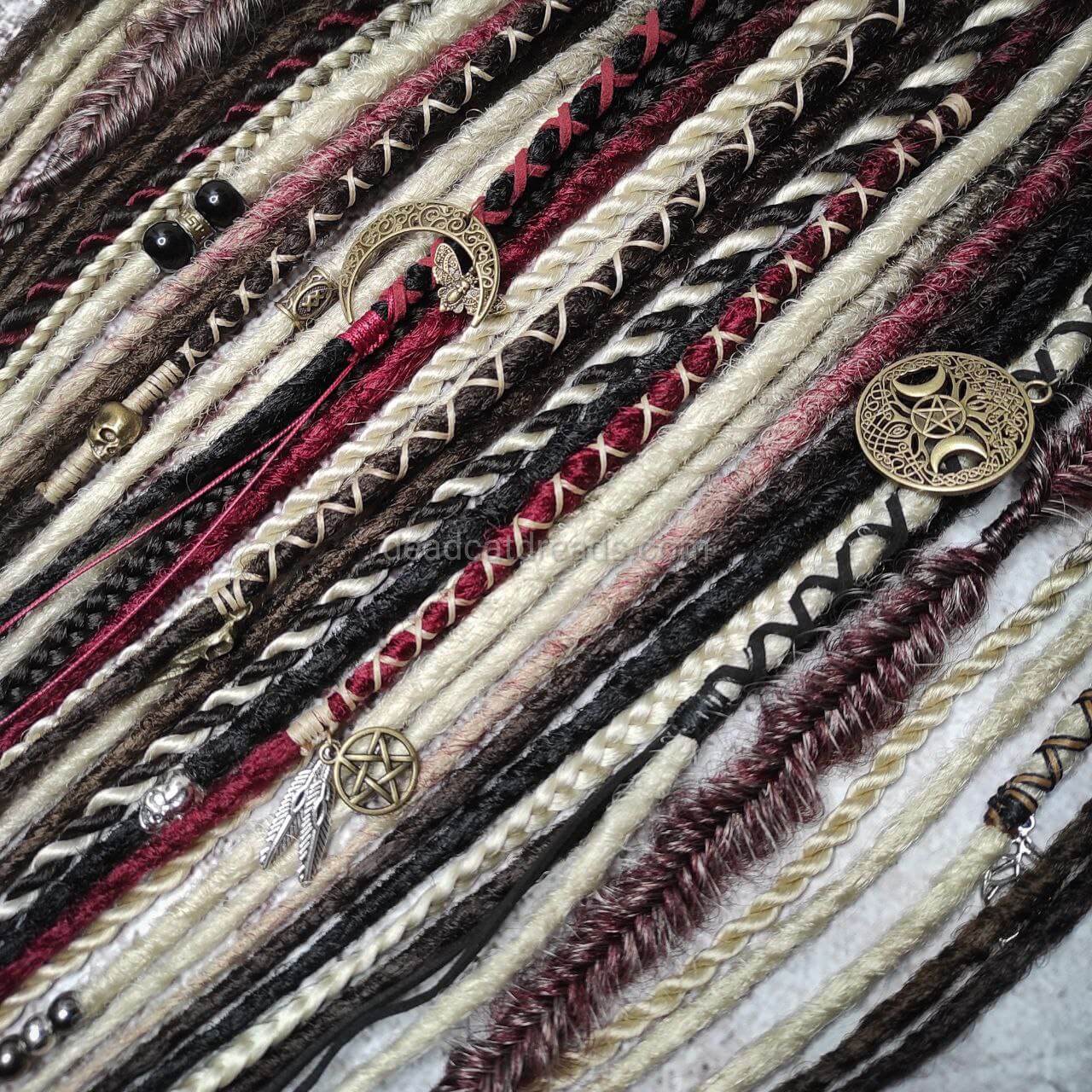 Brown Blond Red with Black Crochet Synthetic Dreads with Braids