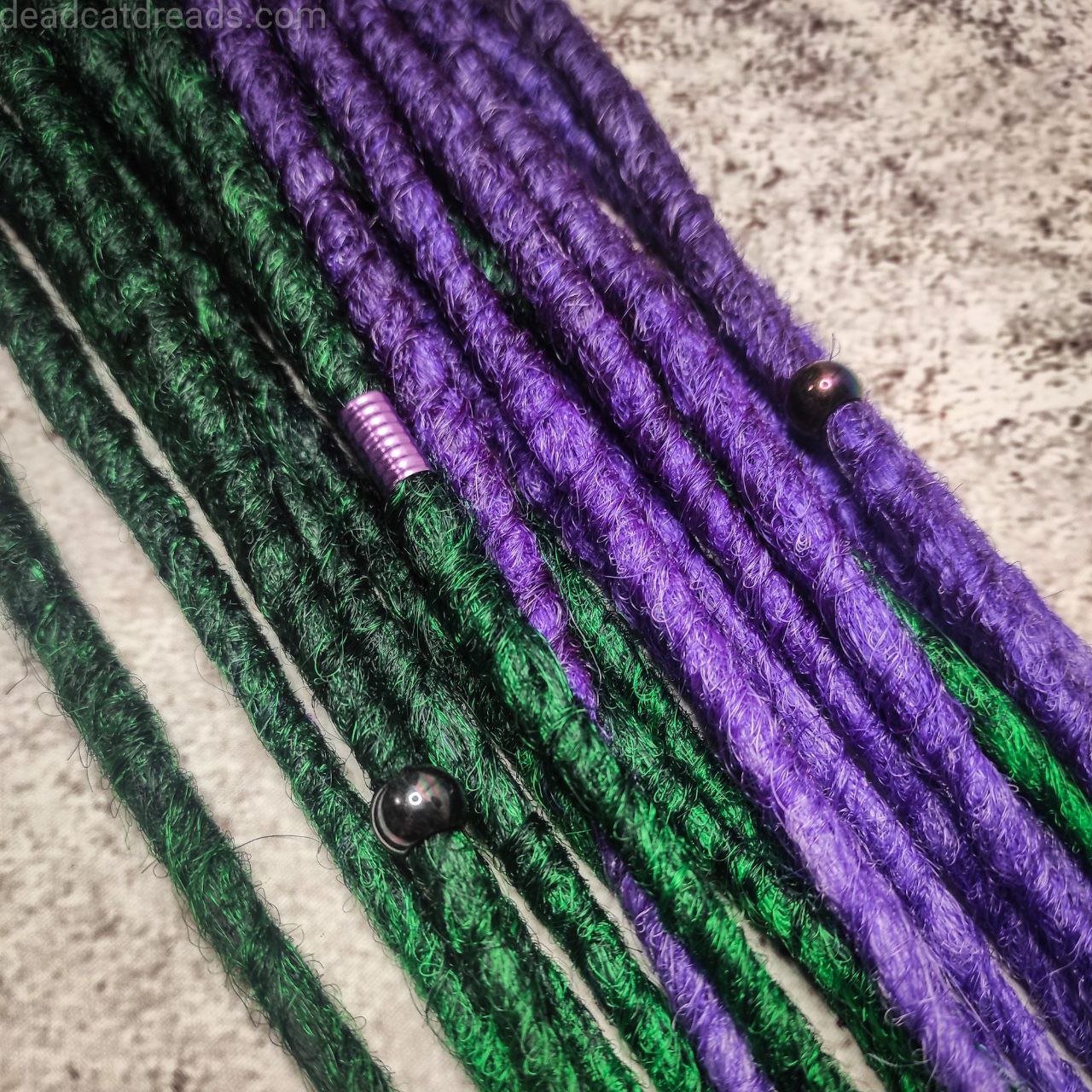 Dark Purple and Dark Green crochet Dreadlocks