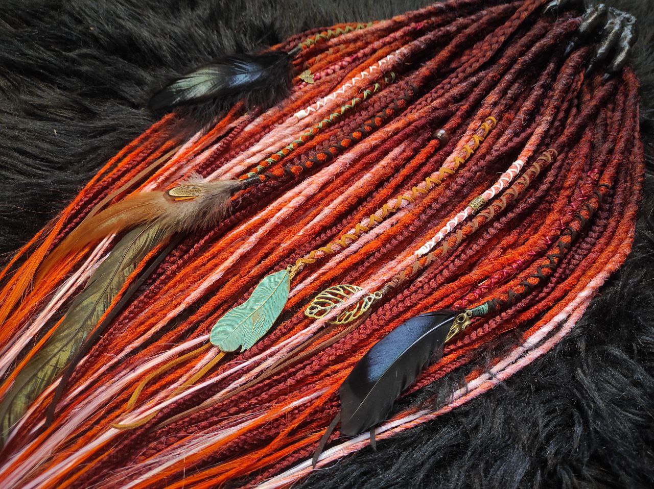 Red Ginger Ombre Synthetic Dreads with Dreads