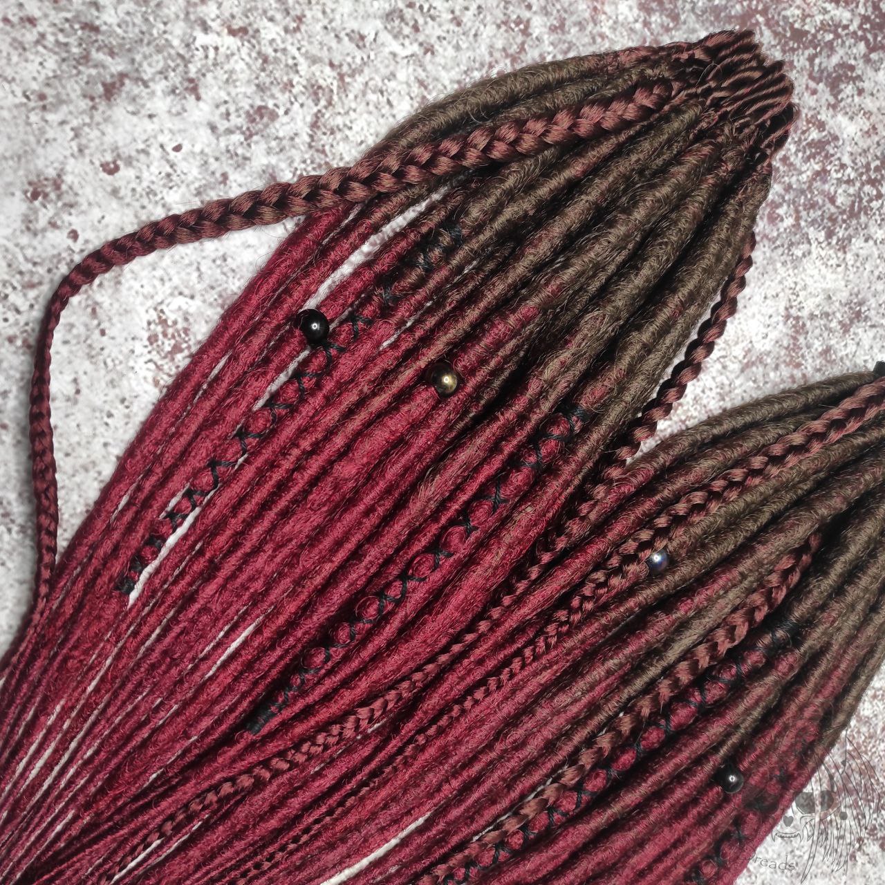 Brown Burgundy Smooth Synthetic Dreads