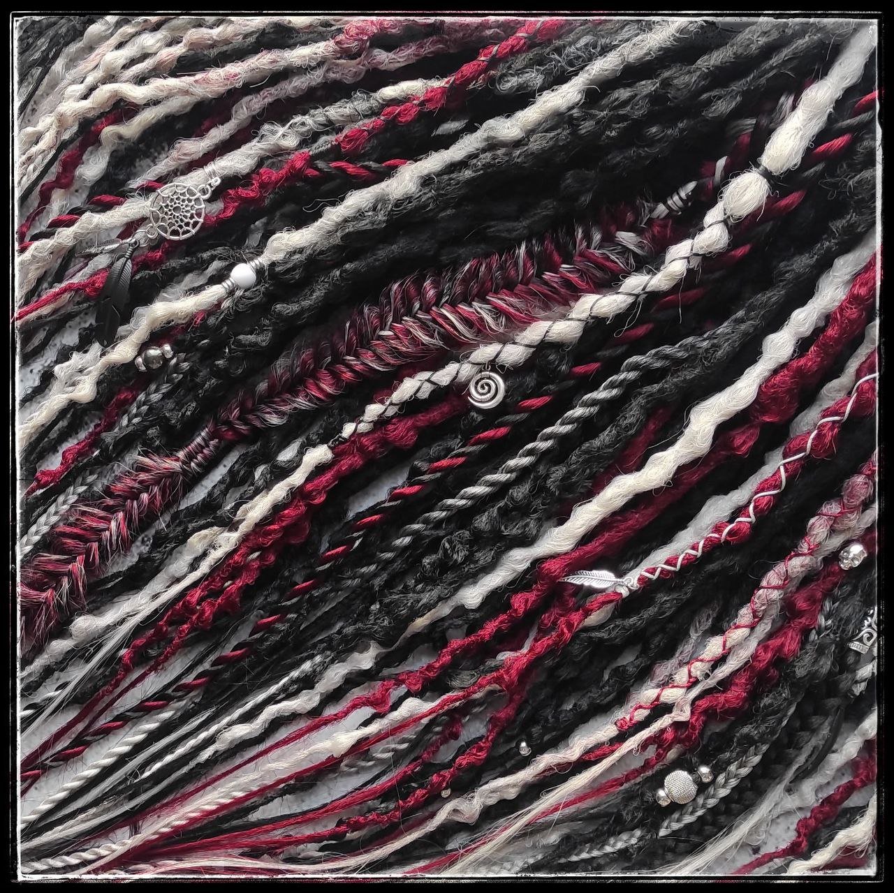 Synthetic Dreads Black Red Grey Dark Boho Witchy Style