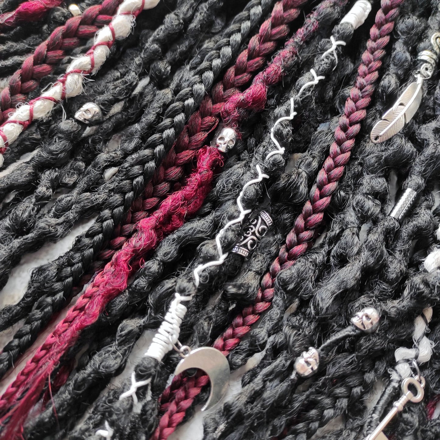 Black Goth Dreads with Red and Grey Ombre