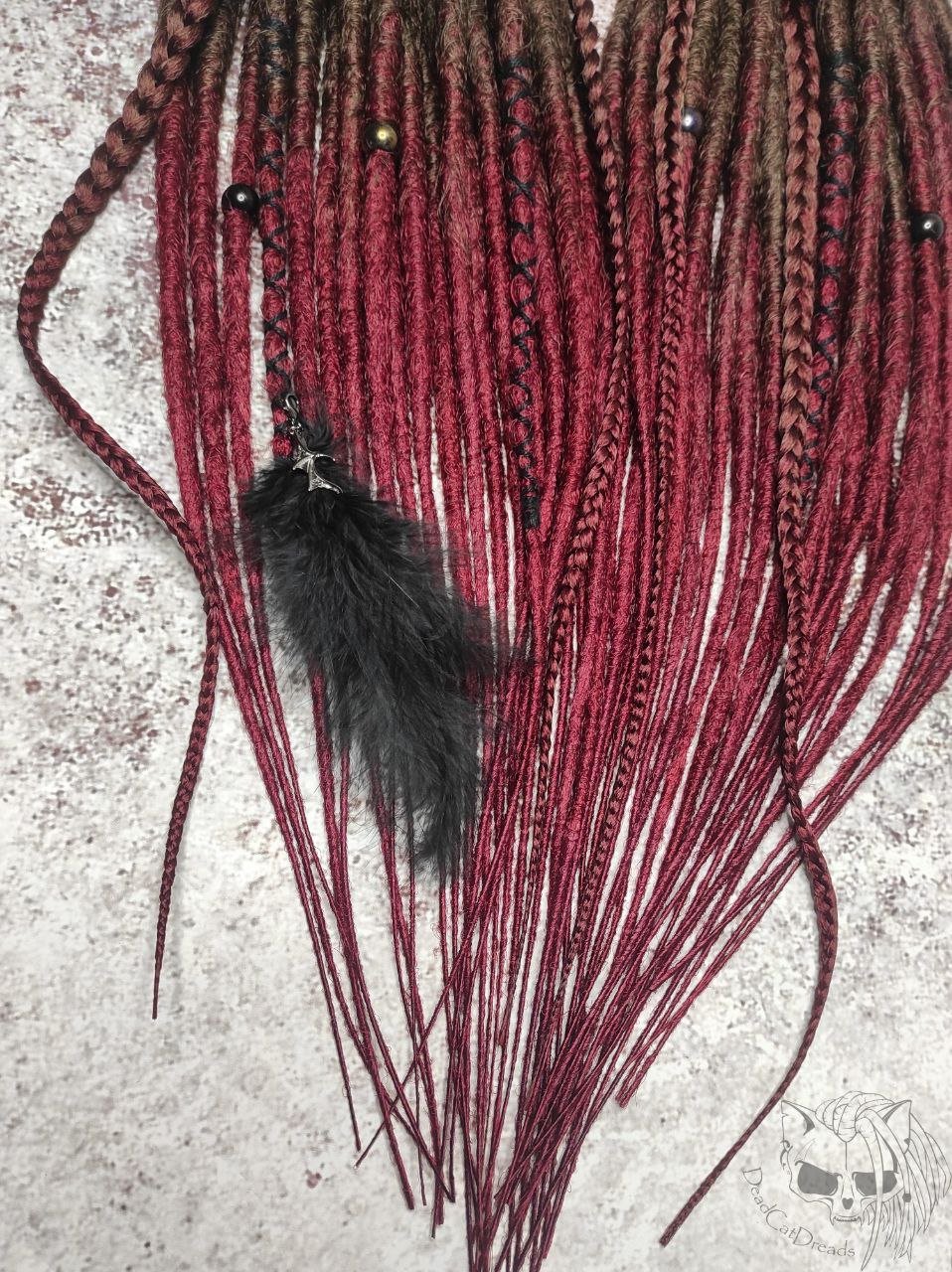 Brown Burgundy Smooth Synthetic Dreads