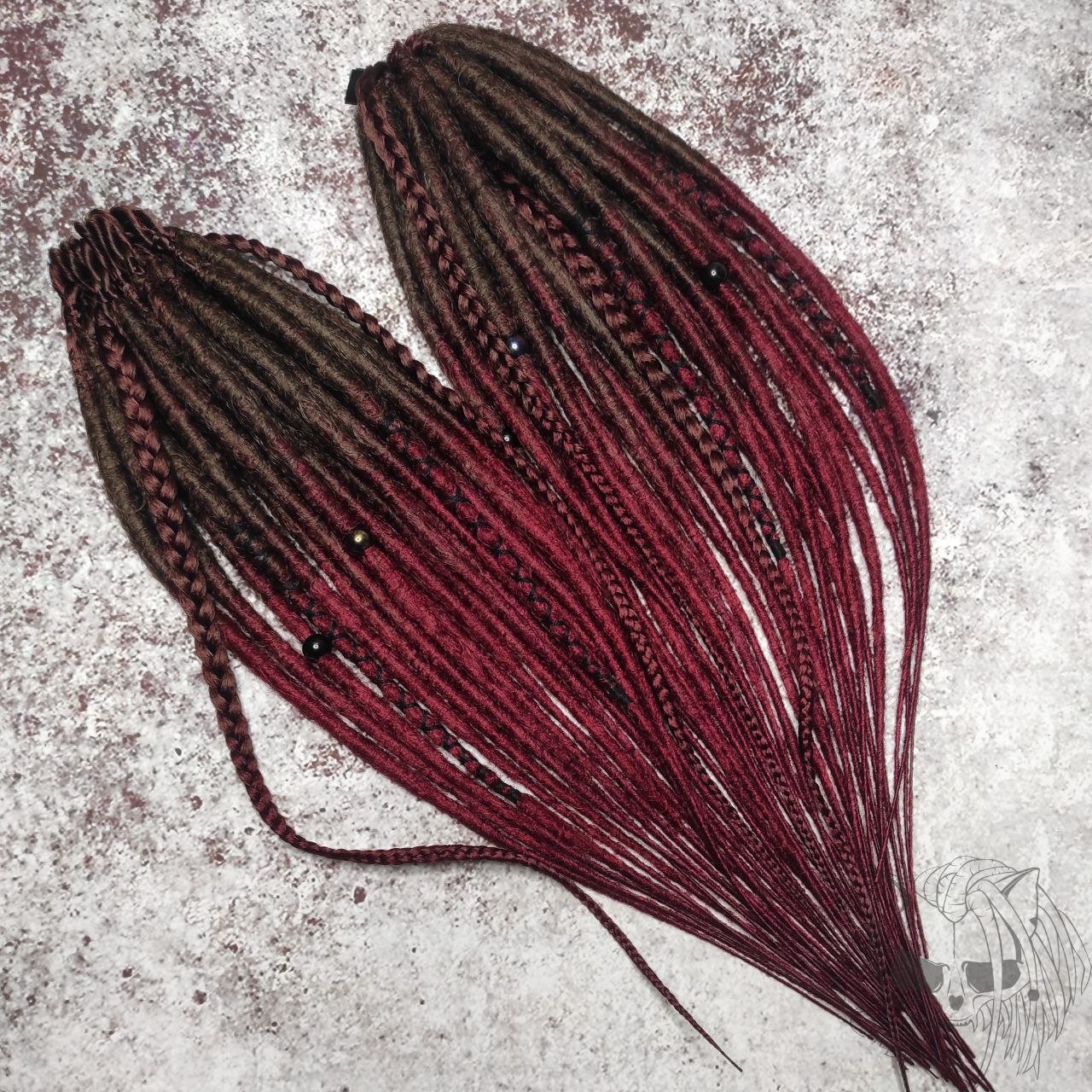 Brown Burgundy Smooth Synthetic Dreads