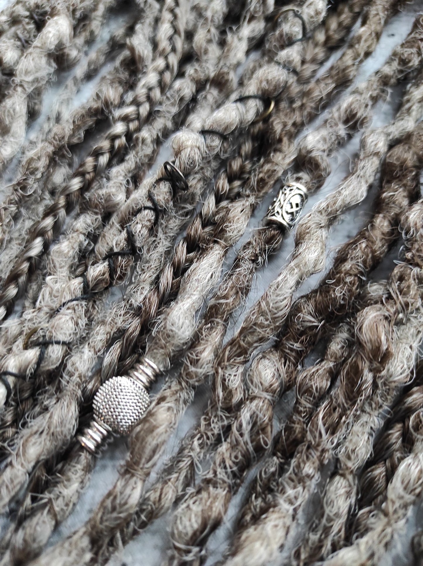 Brown to Grey Ombre Boho Dreads. Synthetic Crochet Extensions
