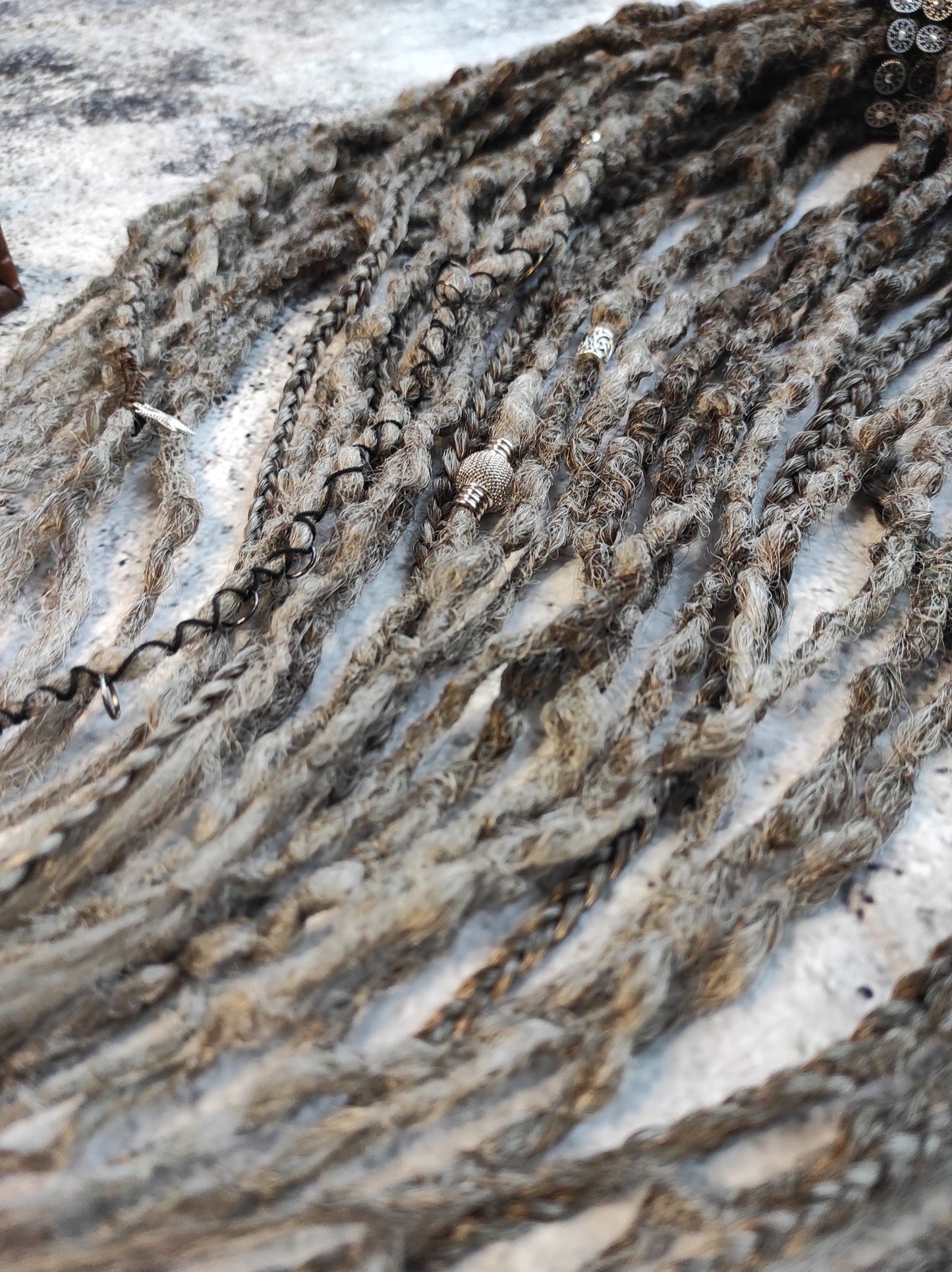 Brown to Grey Ombre Boho Dreads. Synthetic Crochet Extensions