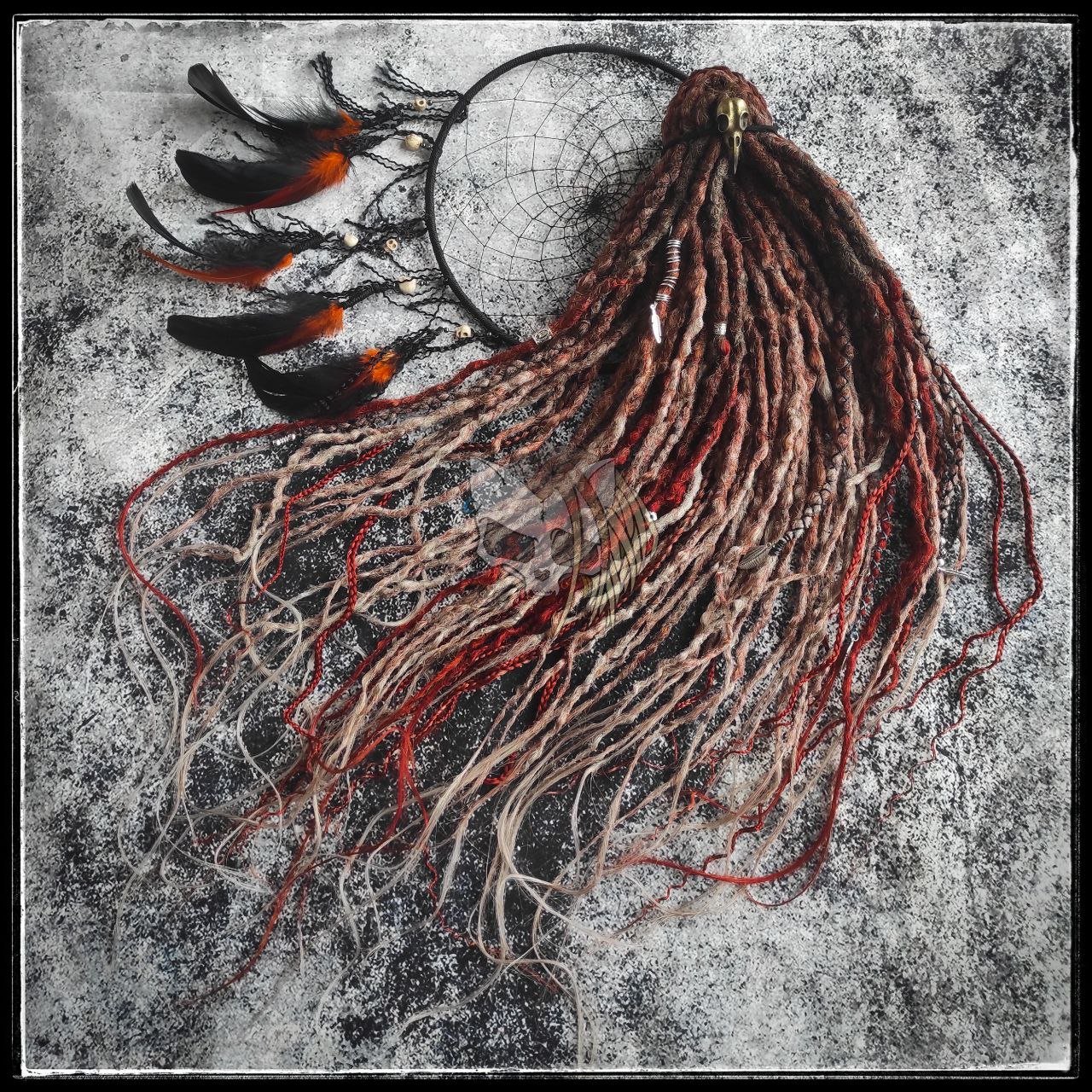 Brown with Red Ginger Ombre Synthetic Dreads with Braids
