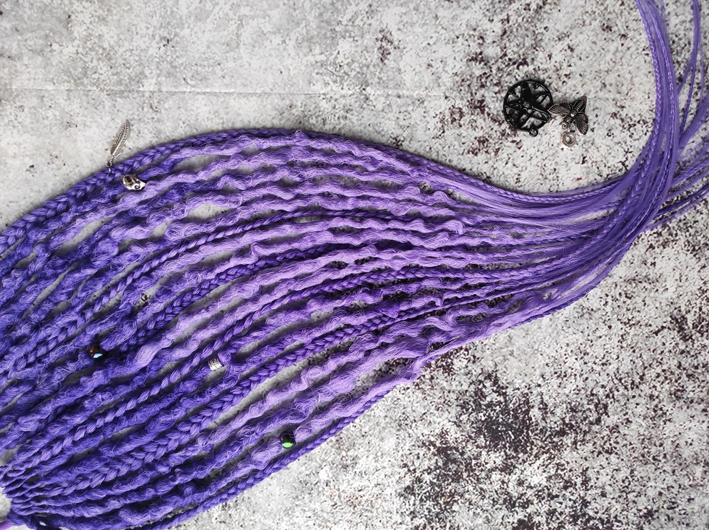 Purple Synthetic Dreads with Elastic Hair bands