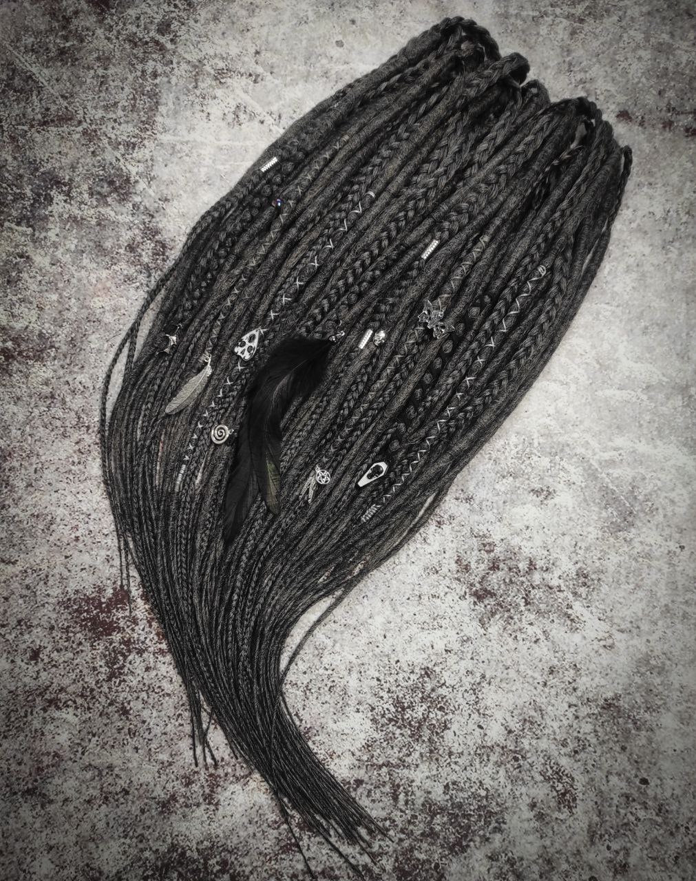 Dark Grey Black Goth Dreads