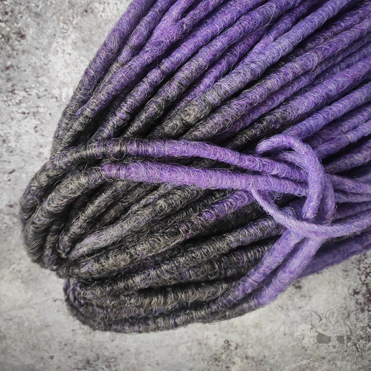 Dark Grey to Purple Ombre Smooth Synthetic Dreads