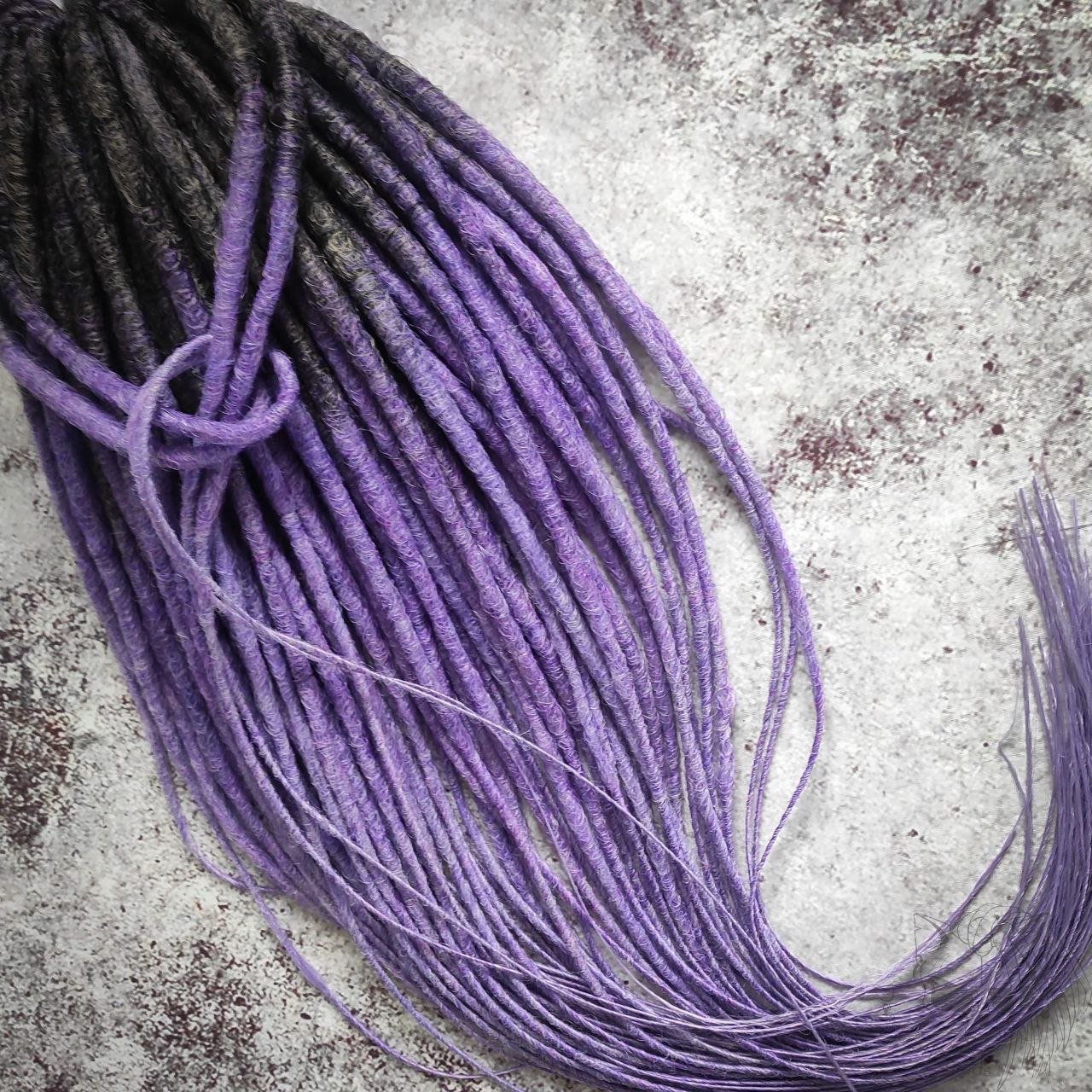 Dark Grey to Purple Ombre Smooth Synthetic Dreads