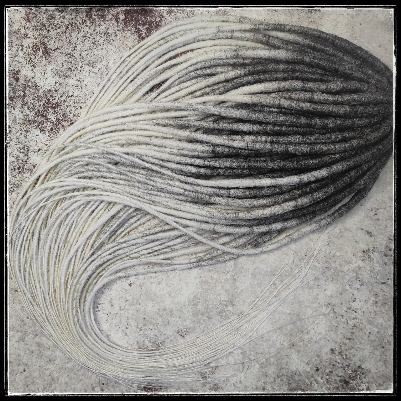 Dark Grey to White Smooth Ombre Synthetic Dreads
