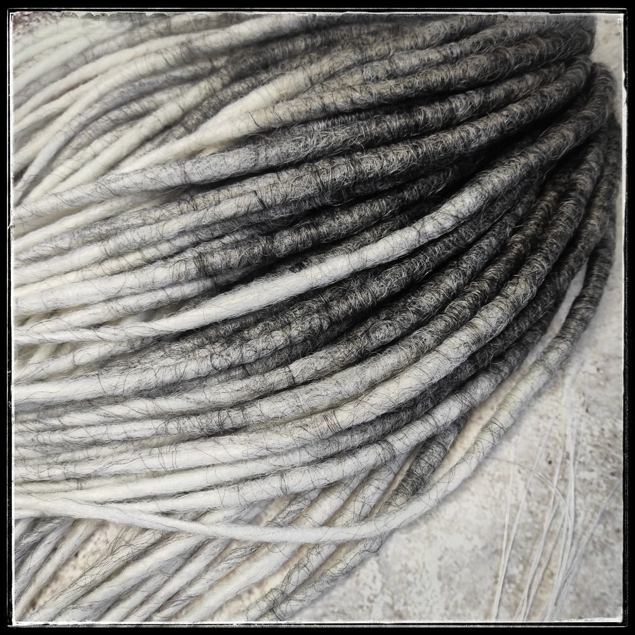 Dark Grey to White Smooth Ombre Synthetic Dreads