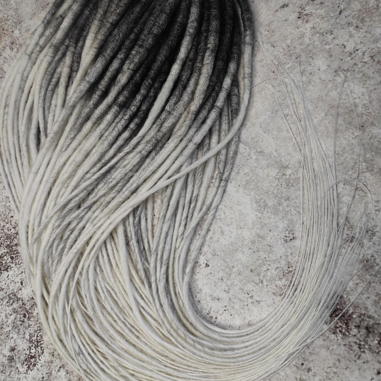 Dark Grey to White Smooth Ombre Synthetic Dreads