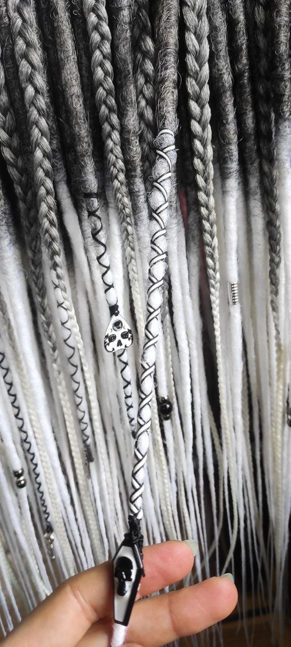 Goth Style Black Gray White Smooth Dreads
