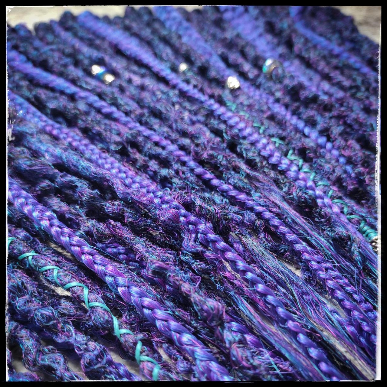 Dark Purple Synthetic Dreads with Braids. Textured DE or SE