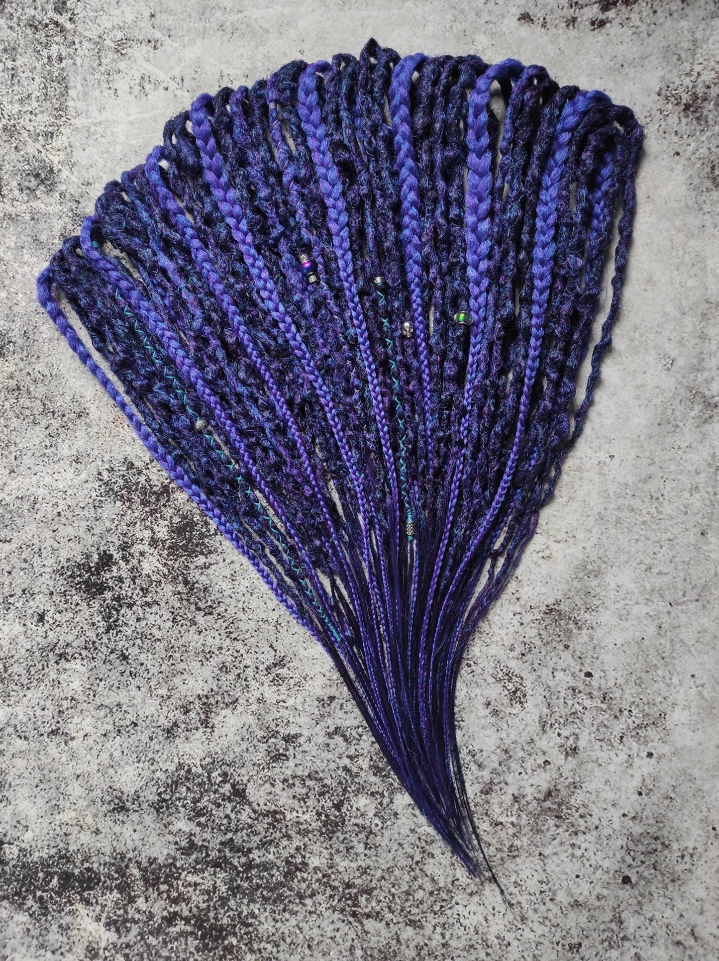 Dark Purple Synthetic Dreads with Braids