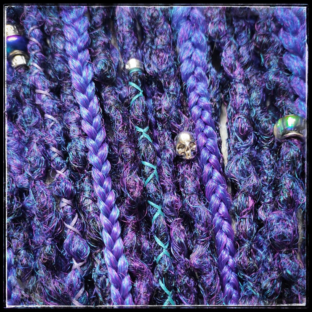 Dark Purple Synthetic Dreads with Braids