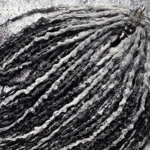 Grey and Black Synthetic Crochet Dreads