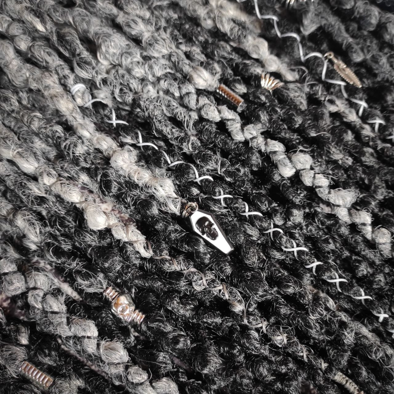 Goth Style Grey to Black Synthetic Dreads textured shape