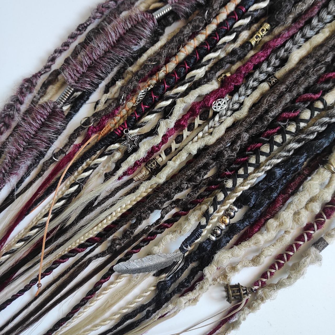 Brown Blond Ombre with Red Synthetic Dreads Witchy Boho Style