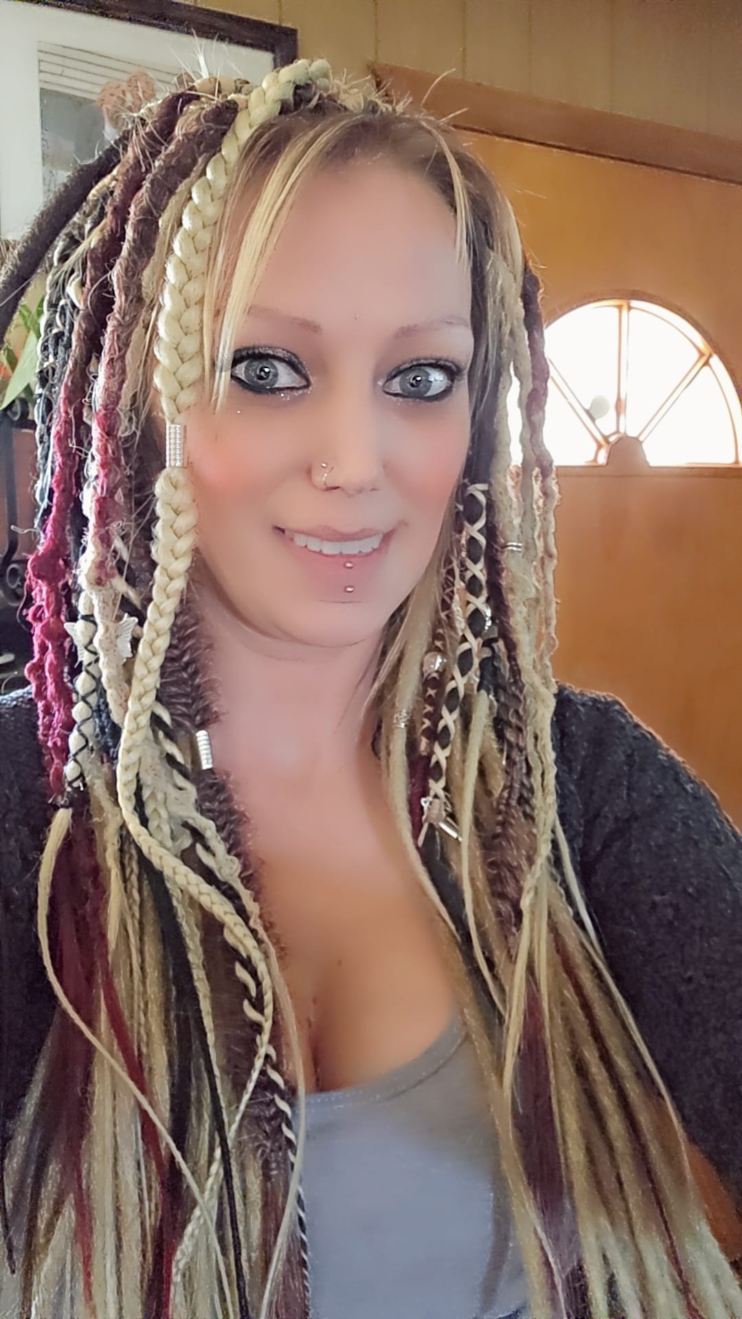 Mix Brown Blond and Red Ombre Synthetic Dreads with Braids