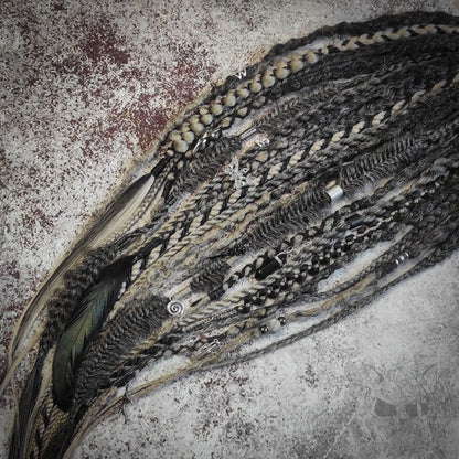 Black to Grey Ombre Dreads with Braids