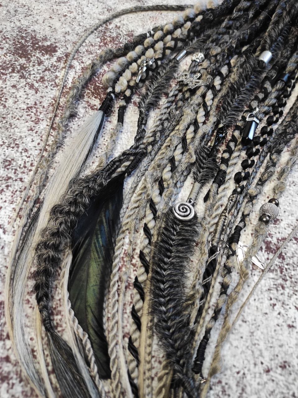 Black to Grey Ombre Dreads with Braids