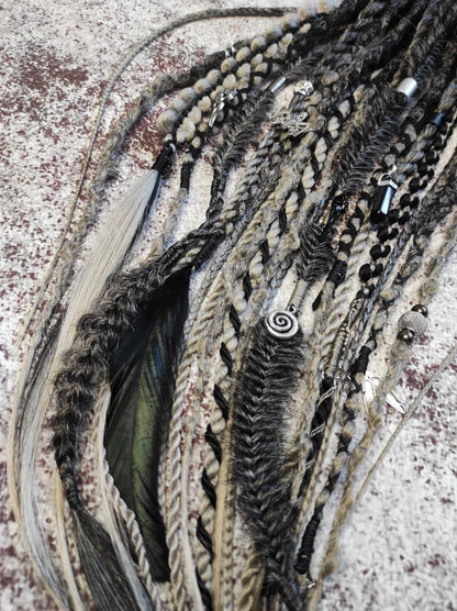 Black to Grey Ombre Dreads with Braids