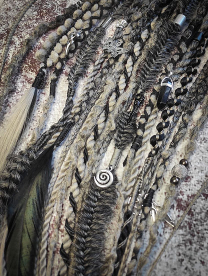Black to Grey Ombre Dreads with Braids