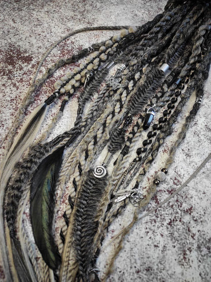 Black to Grey Ombre Dreads with Braids