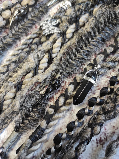 Black to Grey Ombre Dreads with Braids