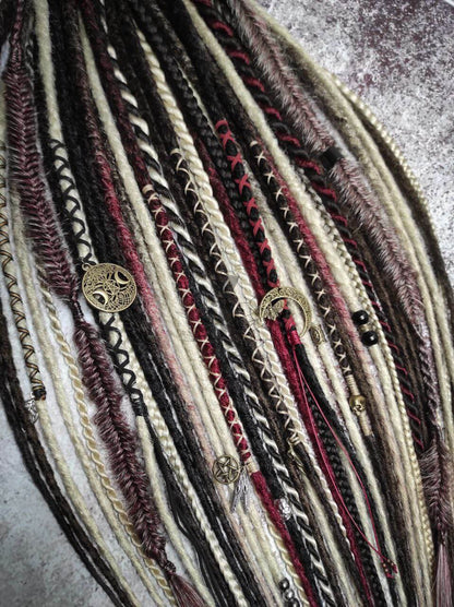 Brown Blond Red with Black Crochet Synthetic Dreads with Braids