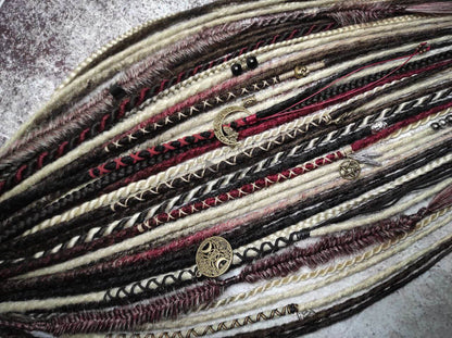 Brown Blond Red with Black Crochet Synthetic Dreads with Braids