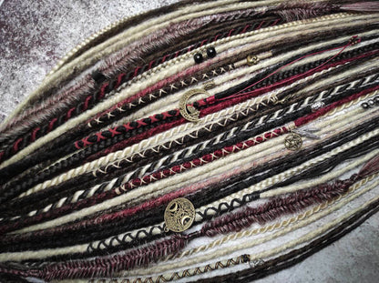 Brown Blond Red with Black Crochet Synthetic Dreads with Braids