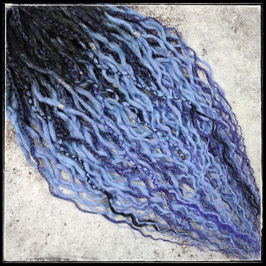 Curly Dreads. Ombre Black to Violet and Purple