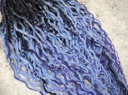 Curly Dreads. Ombre Black to Violet and Purple