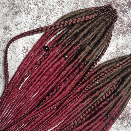 Brown Burgundy Smooth Synthetic Dreads