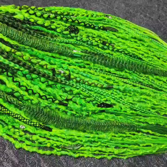 Flou Green Synthetic Dreads with normal lightning and with UV