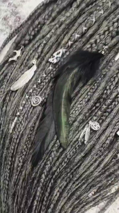 Dark Grey Smooth Synthetic Dreads with Braids