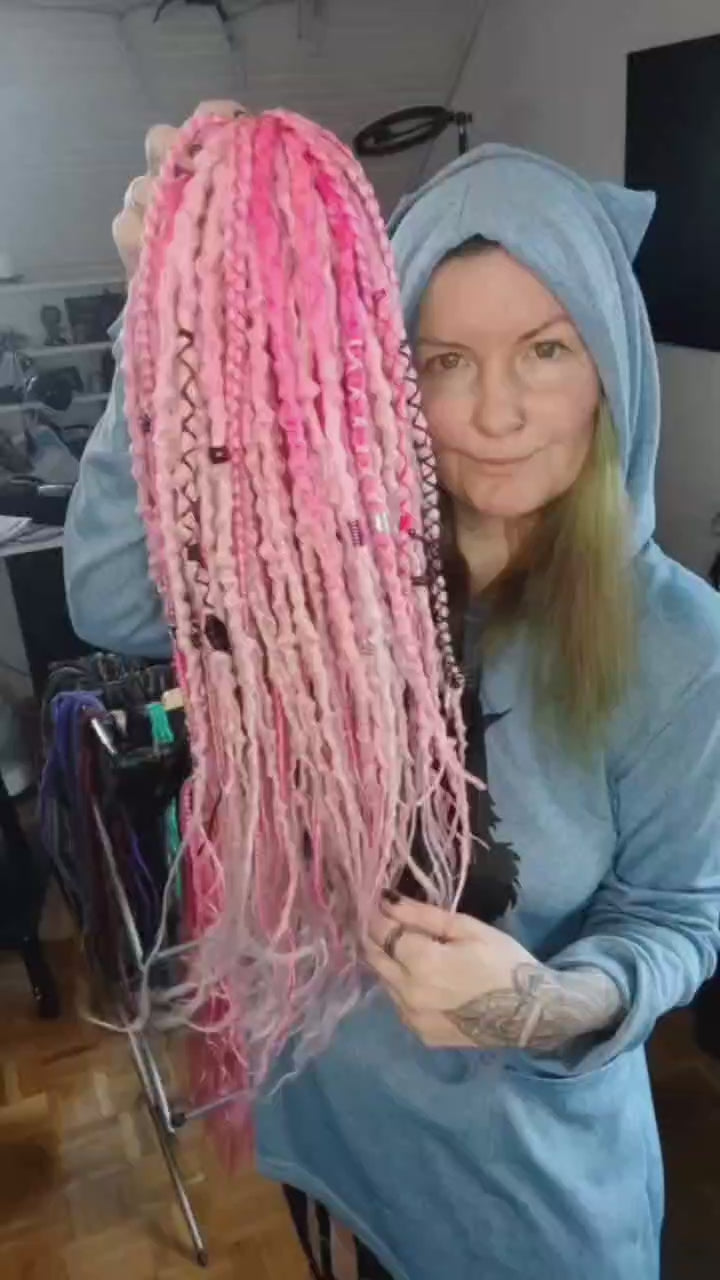 Pink Synthetic Dreads with Goth decorations