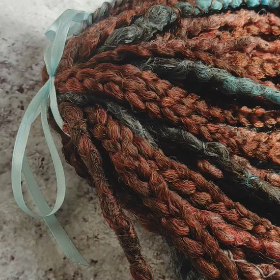 Brown to Red Ginger Gray and Blue Ombre Synthetic Dreads with Curly Braids. Boho/Textured video