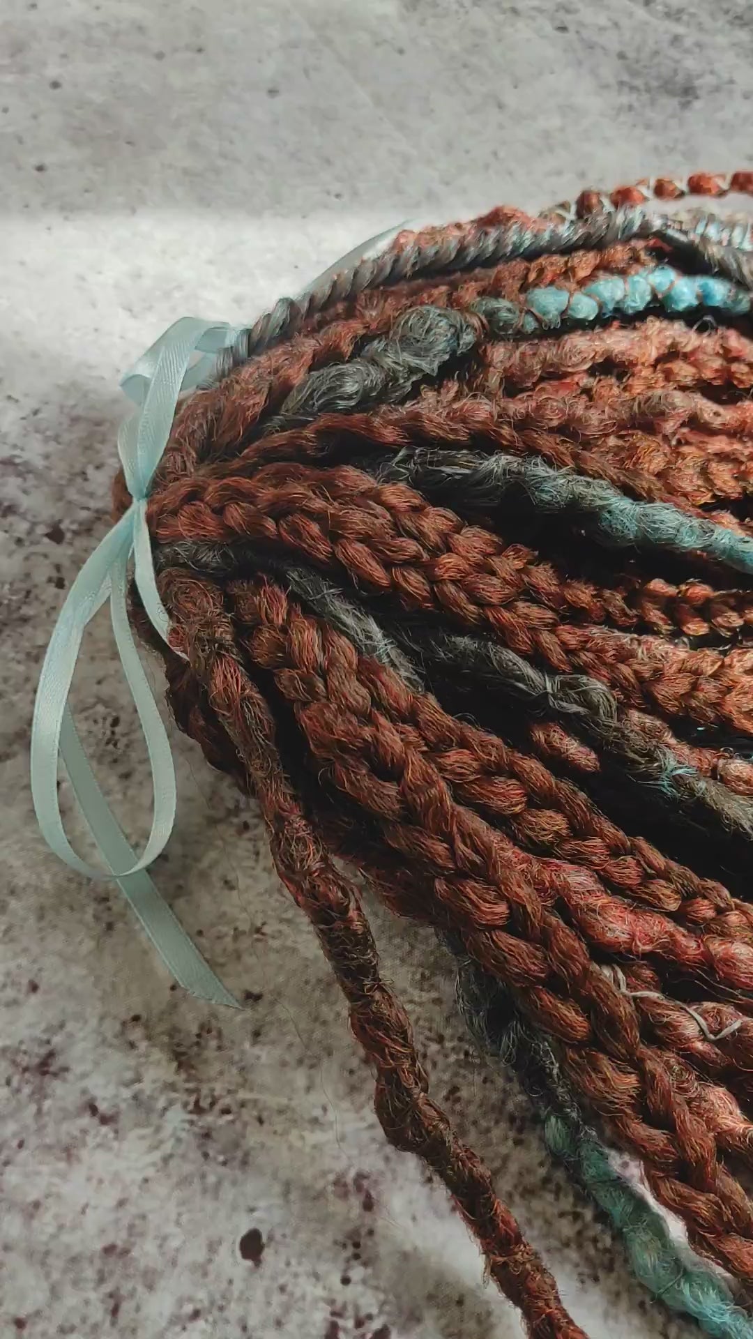 Brown to Red Ginger Gray and Blue Ombre Synthetic Dreads with Curly Braids. Boho/Textured video