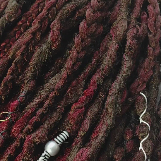 Brown to Red (burgundy) Ombre Synthetic Dreads.